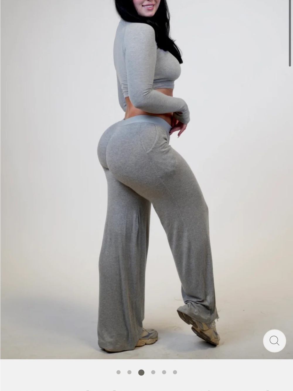 High-Rise Wide-Leg Lounge Pants in Light Gray